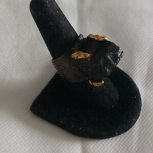 Mans huge 37ct uncut rough natural tourmaline dress ring Size 8 🖤👀🤗